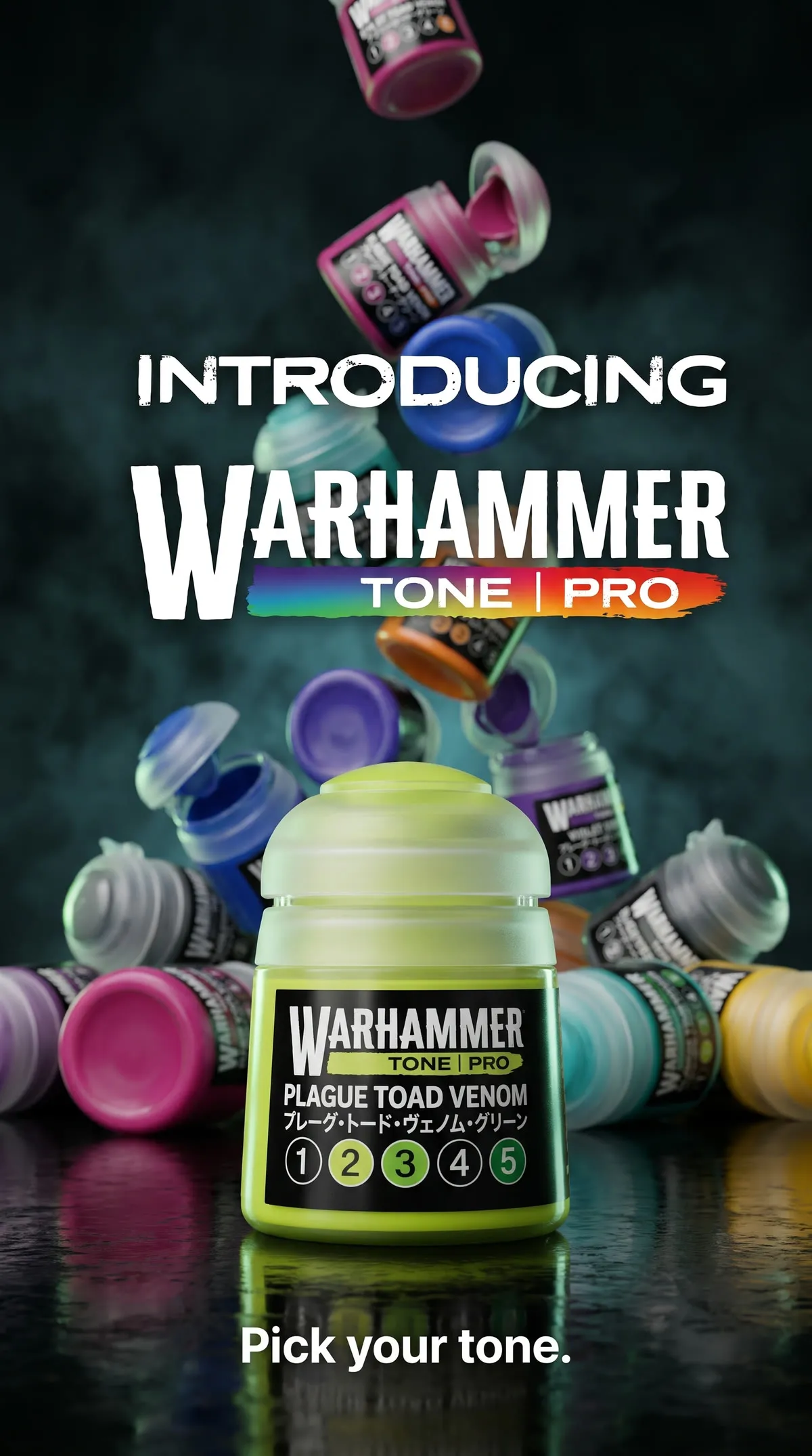 Launch poster with a green paint pot